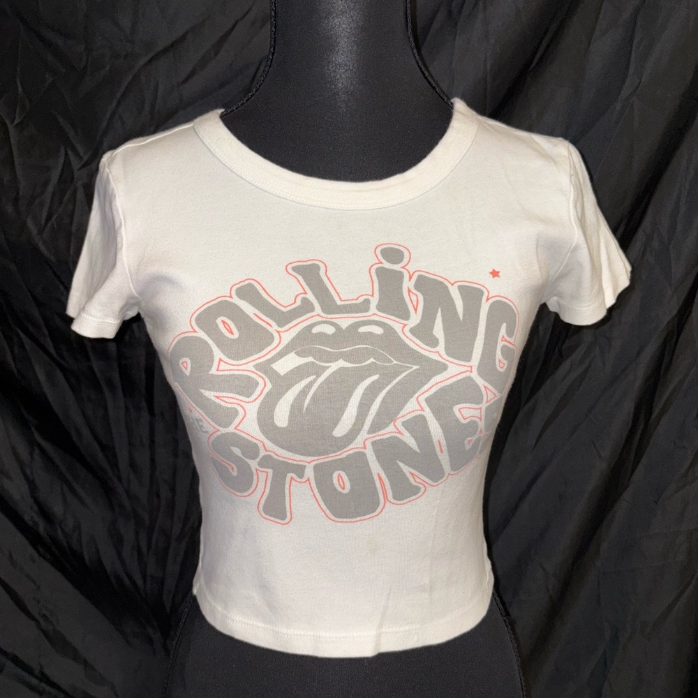 American Eagle Rolling Stones AE Band Tee Graphic Crop Tee